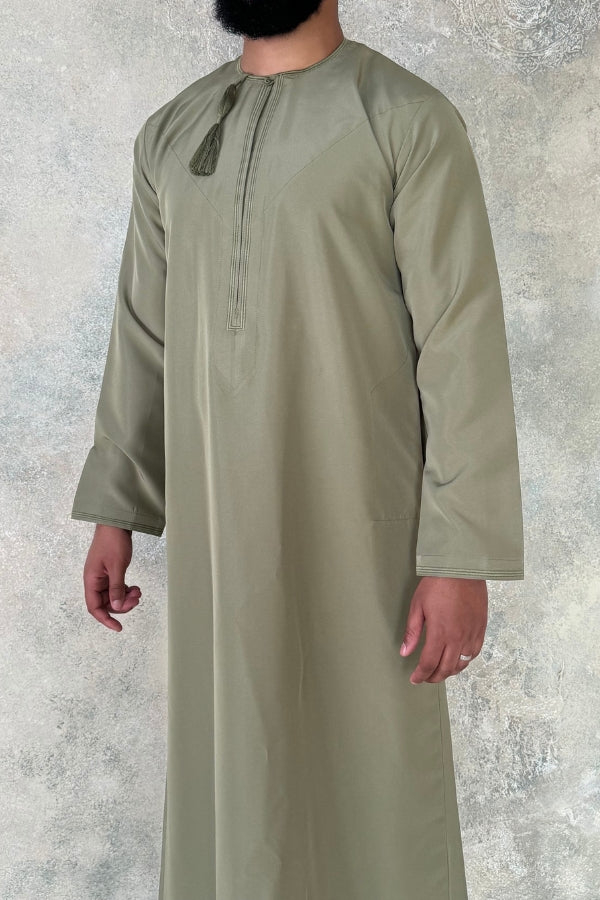 Khaki Omani Thobe | Khaki Omani Jubba | Al-Layth